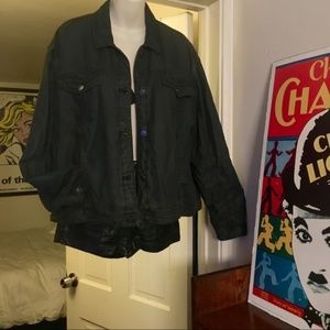 Free People Denim Black Loose Hip Jacket